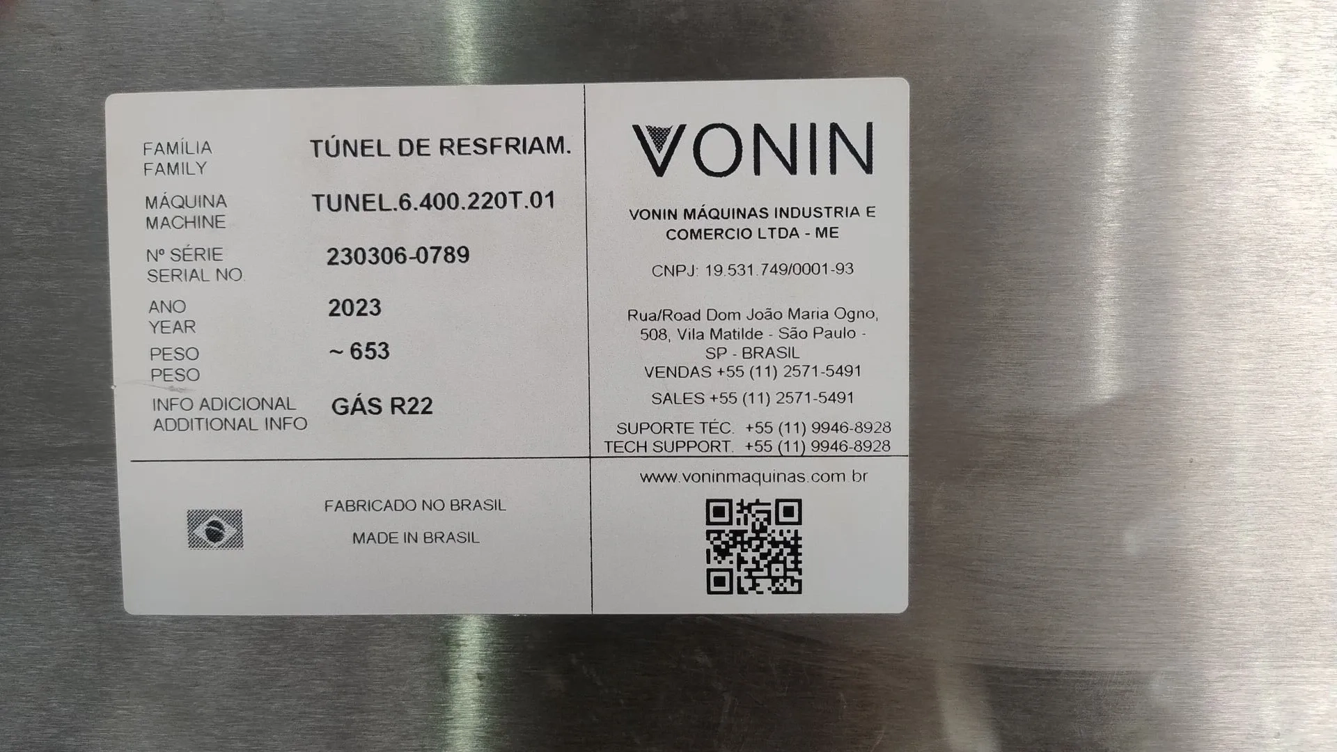 tunel-de-resfriamentumm-choc-von-modelo-trv2